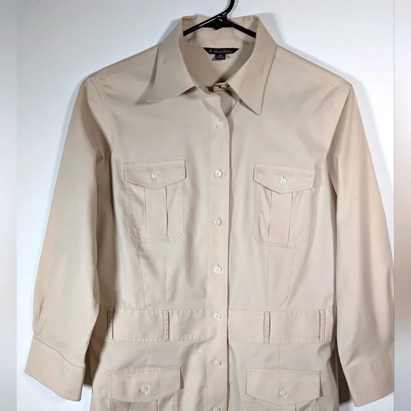 Brooks Brothers Tan Shirt Dress Sz 8 - Picture 2 of 6